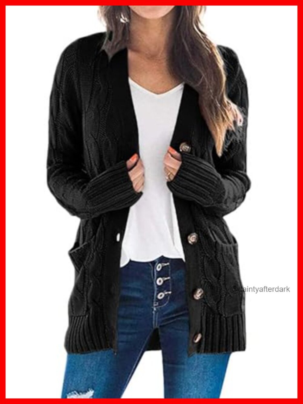 Women's Chunky Cable Knit Button Down Cardigan Sweater Long Sleeve